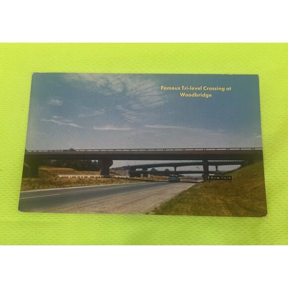 Post Card - Famous Tri-level Crossing At Woodbridge Jersey Turnpike Unposted - Picture 1 of 2